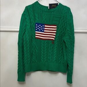 Polo by Ralph Lauren Green Sweater with American Flag